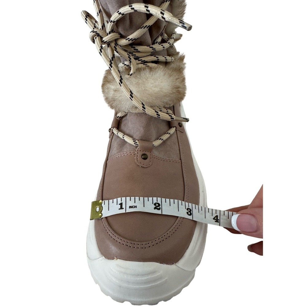 Journee Collection Women Mauve Taupe Faux Fur Trim Lace Up Platform Winter Boots - Picture 11 of 11